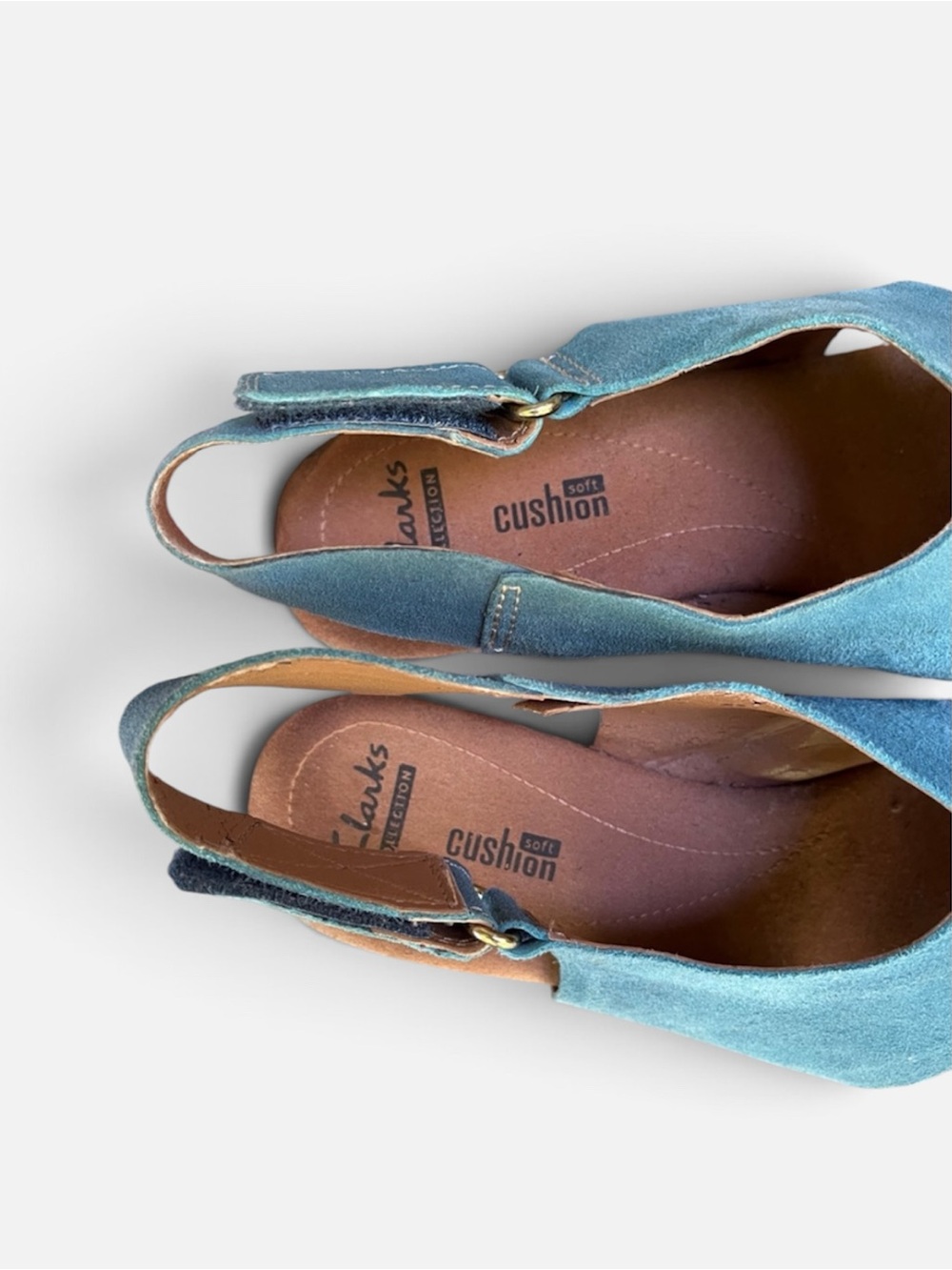 Clark’s Helio Float Cork Wedge Sandal in Teal Suede Size 9 - Picture 7 of 10